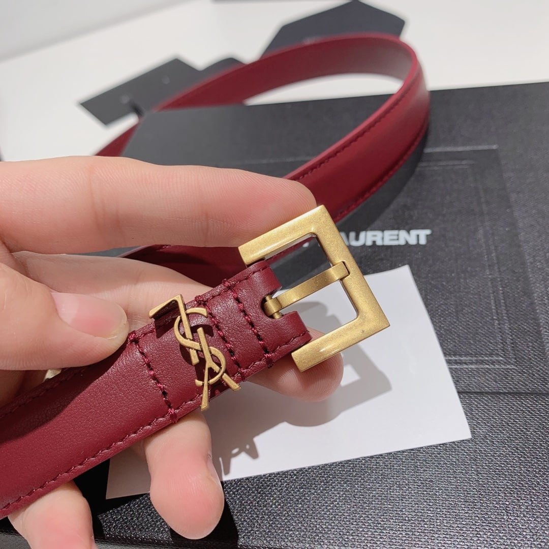 Sa1nt Lau*nt Adjustable Square Buckle Belt Red And Gold 634437C0X0W6309