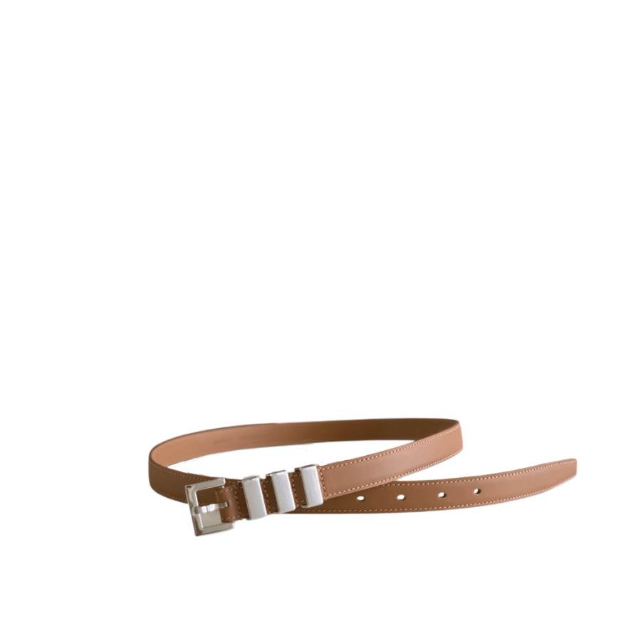 Sa1nt Lau*nt Black 3 Passants Belt Brown And Silver 3146292551