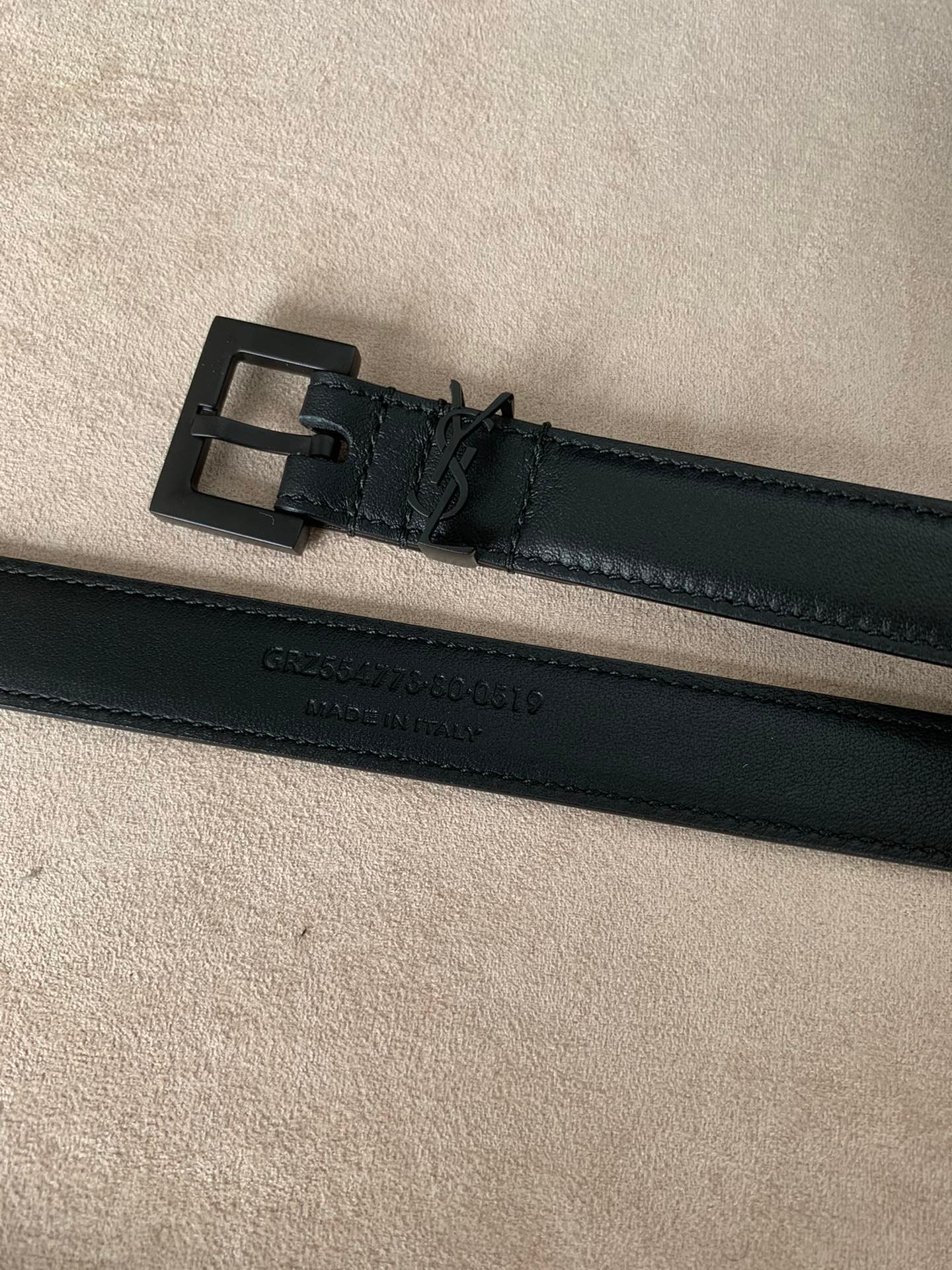 Sa1nt Lau*nt Cassandre Thin Belt With Square Buckle In Shiny Box Sa1nt Lau*nt Leather 554465Boo0U1000
