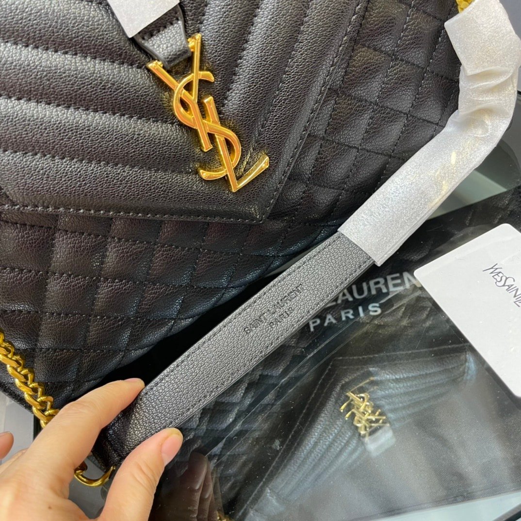 Sa1nt Lau*nt Envelope Chain Bag In Mix Matelasse Grain De Poudre Embossed Leather 31Cm
