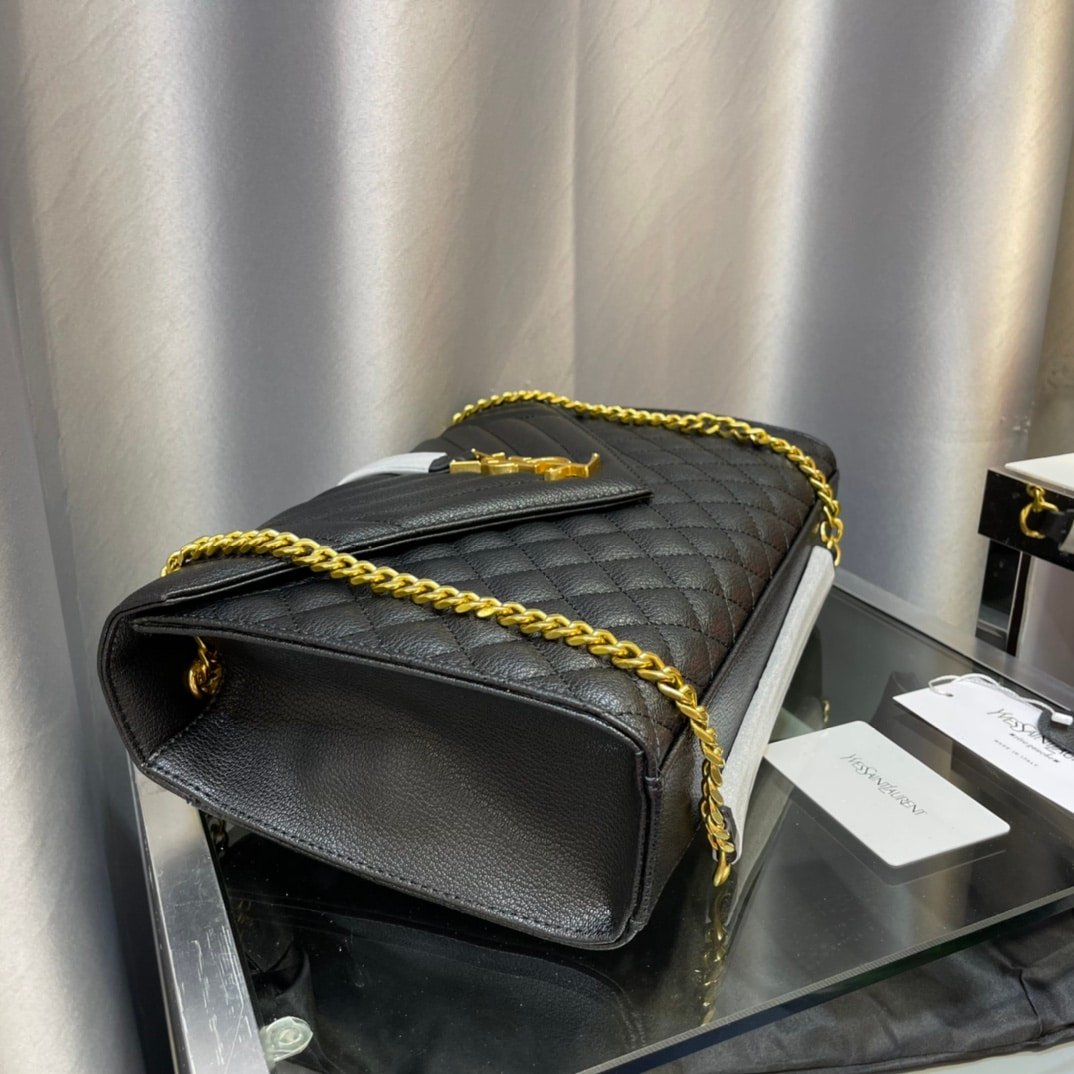 Sa1nt Lau*nt Envelope Chain Bag In Mix Matelasse Grain De Poudre Embossed Leather 31Cm