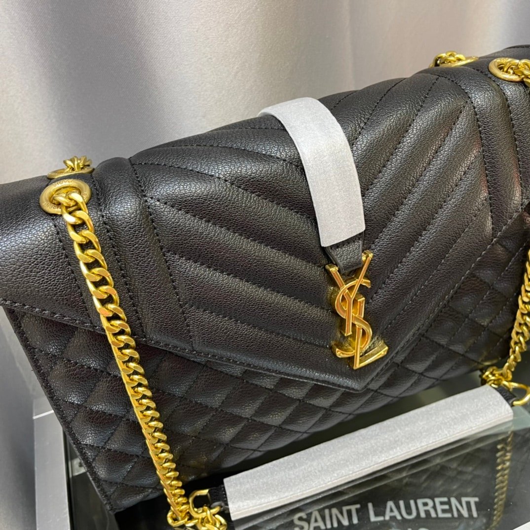 Sa1nt Lau*nt Envelope Chain Bag In Mix Matelasse Grain De Poudre Embossed Leather 31Cm