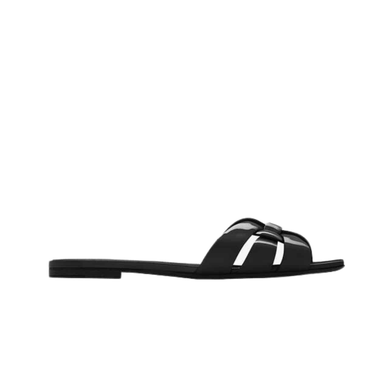 Sa1nt Lau*nt Tribute Mules In Patent Leather Black 571952B8I001000