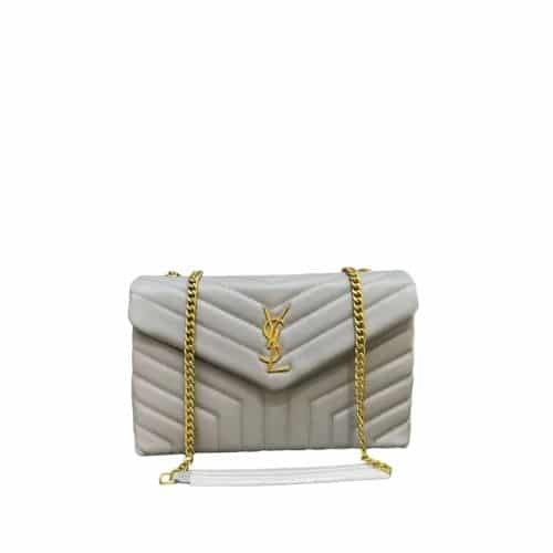 Sa1nt Lau*nt Loulou Medium Chain Bag In Matelasse Y Leather Gray