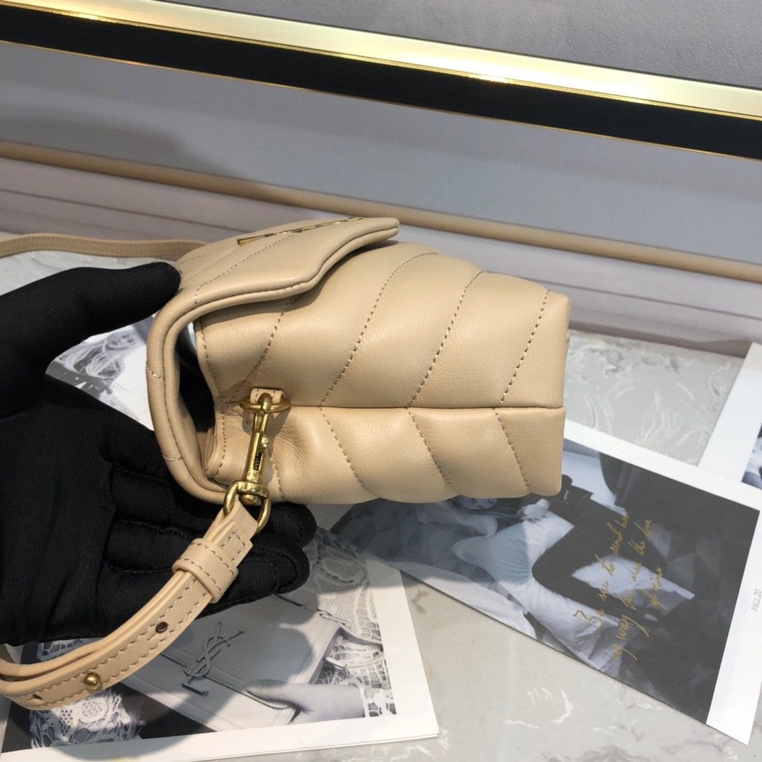 Sa1nt Lau*nt Loulou Toy Strap Bag In Quilted Y Leather Beige 678401Dv7072721