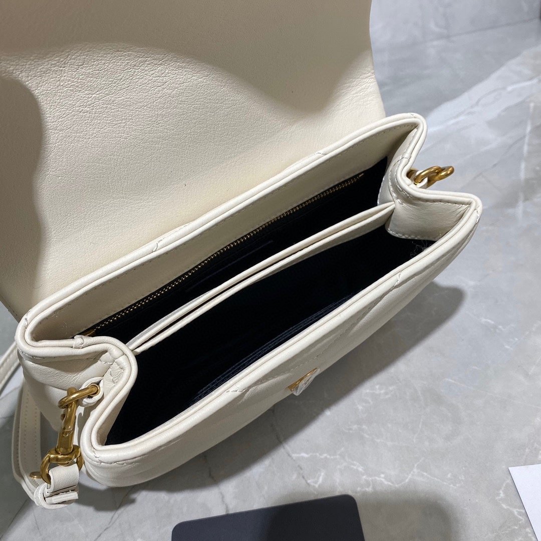 Sa1nt Lau*nt Loulou Toy Strap Bag In Quilted Y Leather White