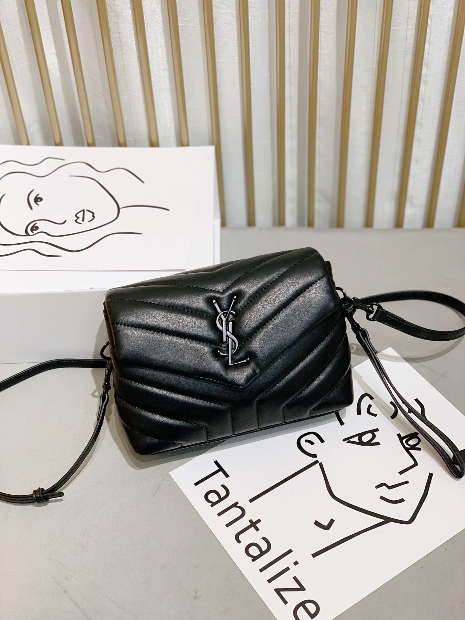 Sa1nt Lau*nt Loulou Toy Strap Bag In Quilted Y Leather With Black Hardware