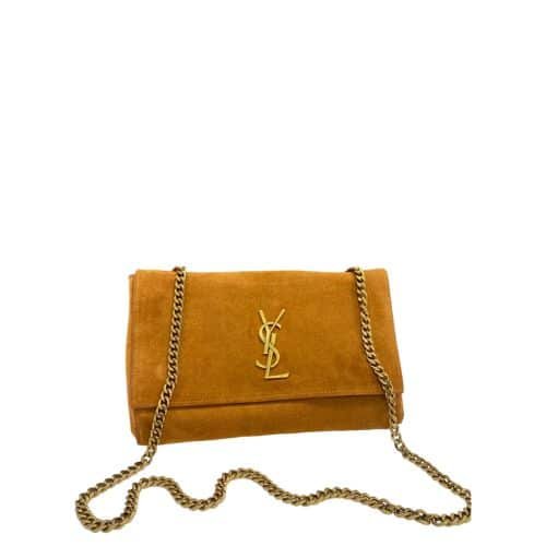 Sa1nt Lau*nt Kate Medium Reversible Chain Bag In Suede And Smooth Leather Tan