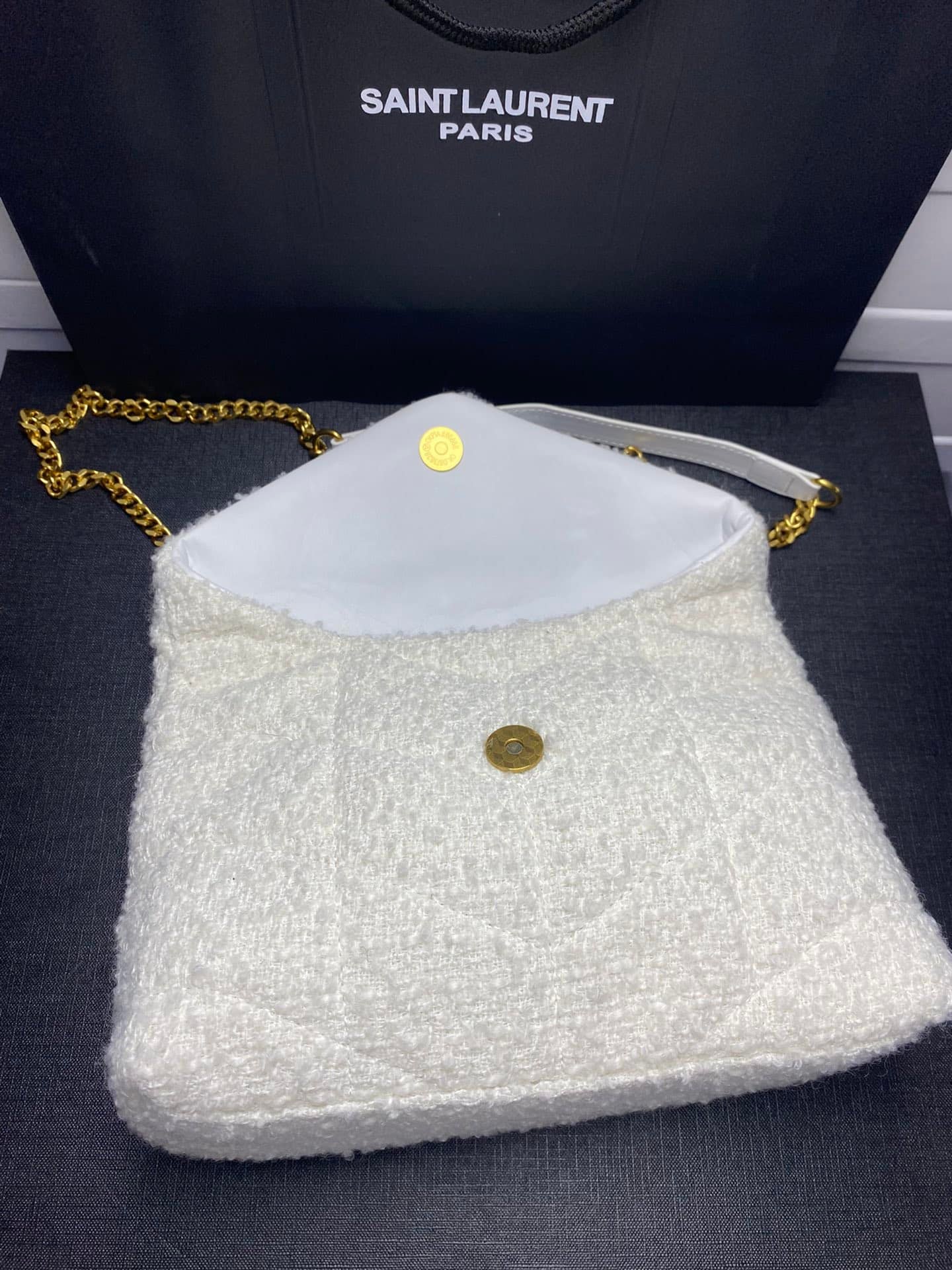 Sa1nt Lau*nt Small Loulou Boucle Bag White 23Cm