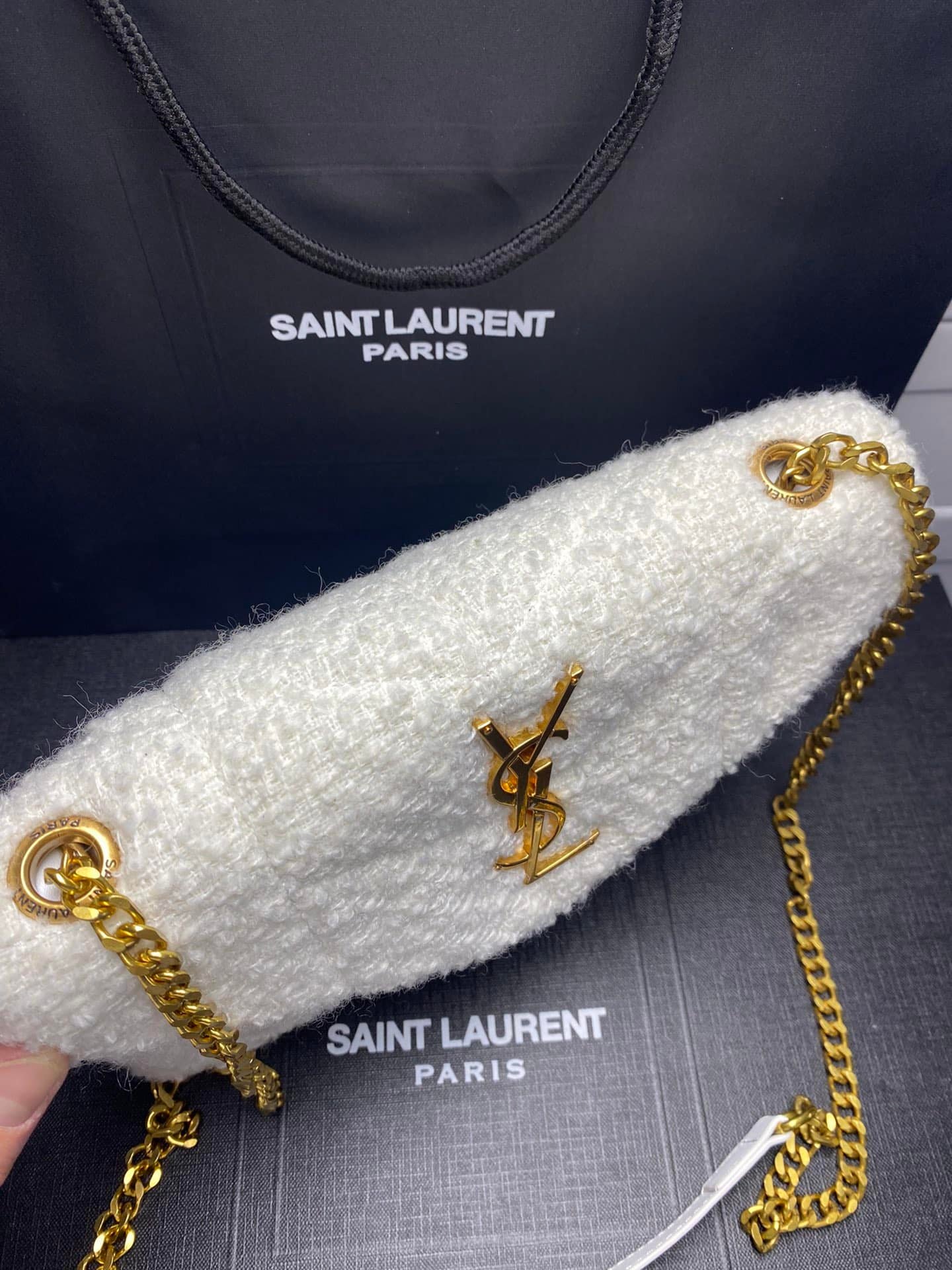 Sa1nt Lau*nt Small Loulou Boucle Bag White 23Cm