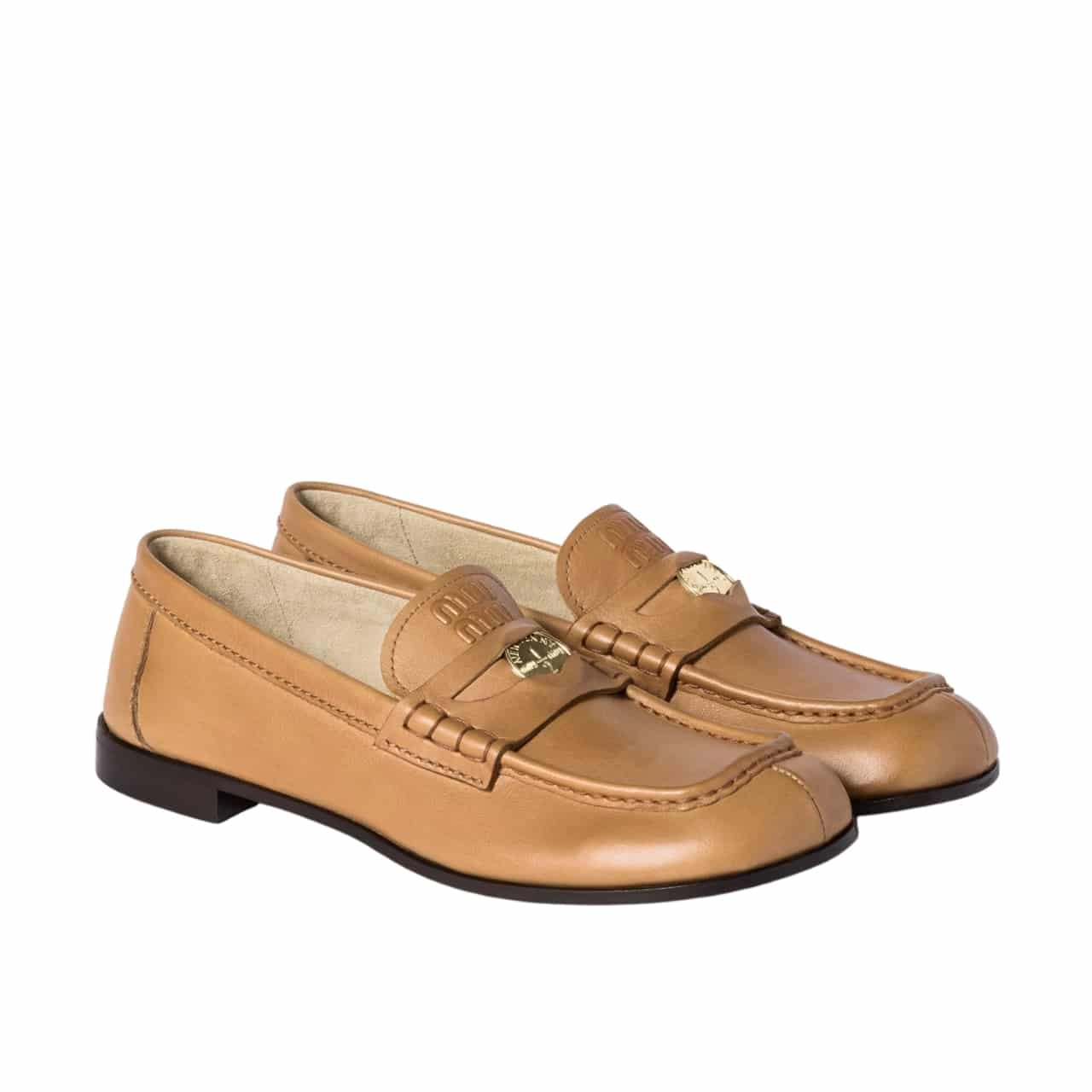 M1um1u Leather Loafers Cognac 5D398E 248 F0046 F 010