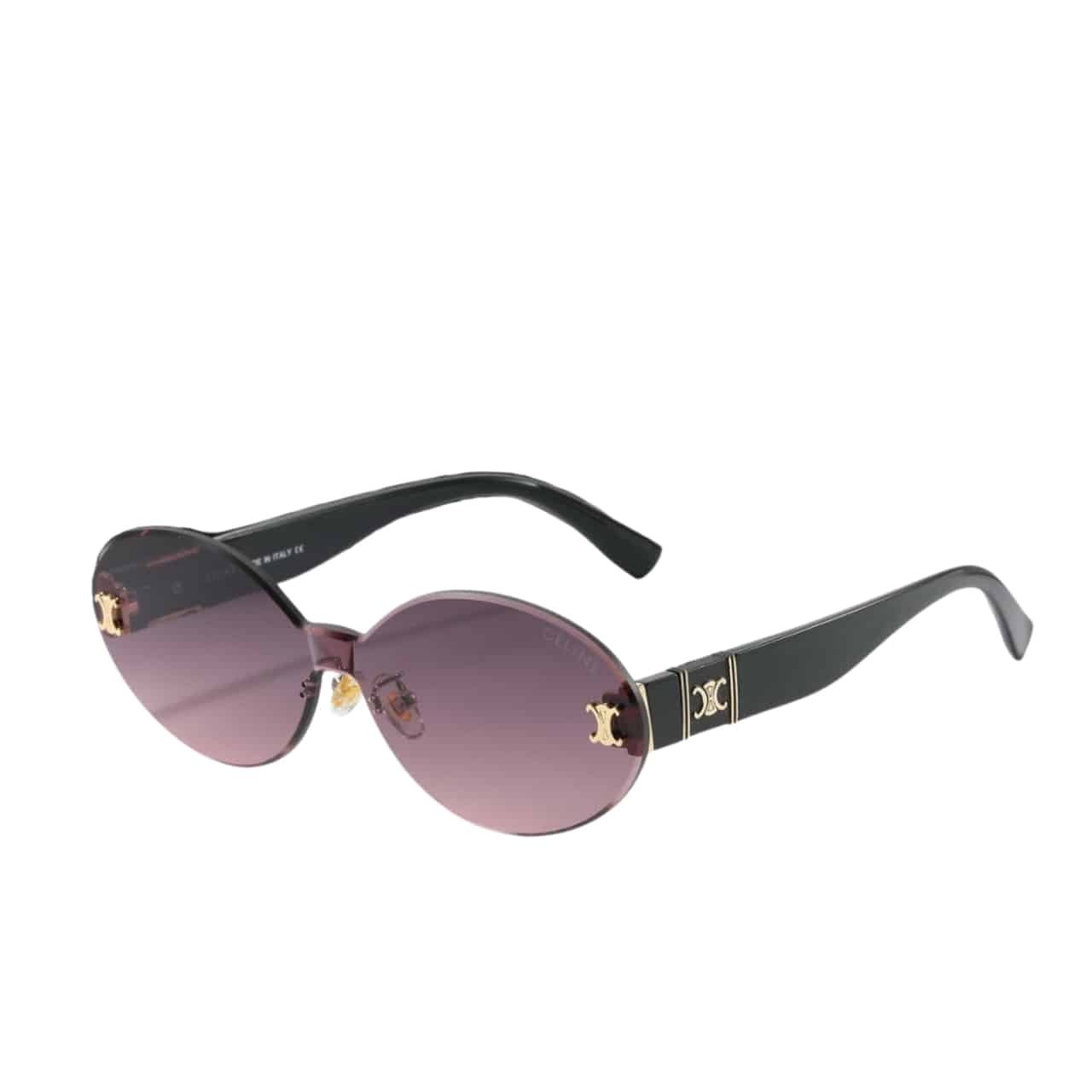 Ce1i*e Tortoise Luxe Oval Rimless Sunglasses Purple Rose