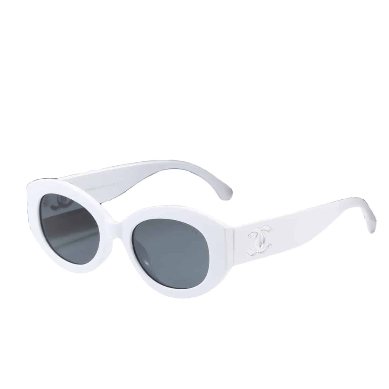 Ch**el Oval Sunglasses Acetate And Nylon White