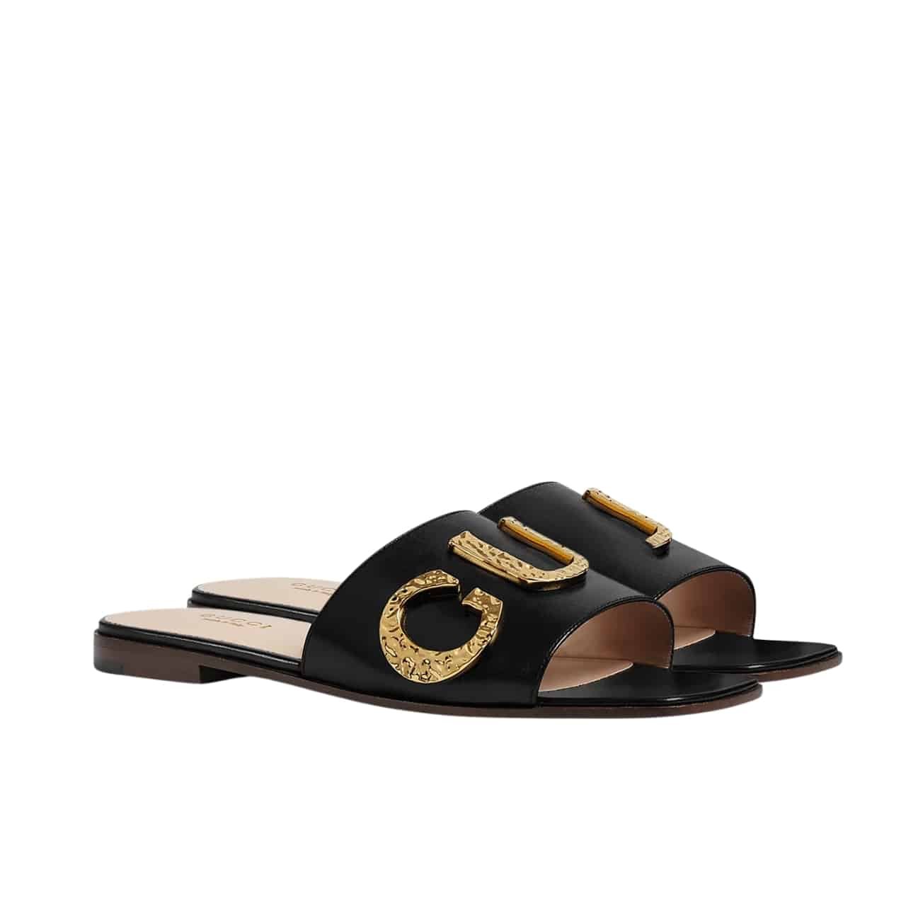 Gvc*1 Women’s Logo Embellished Slide Sandals Black