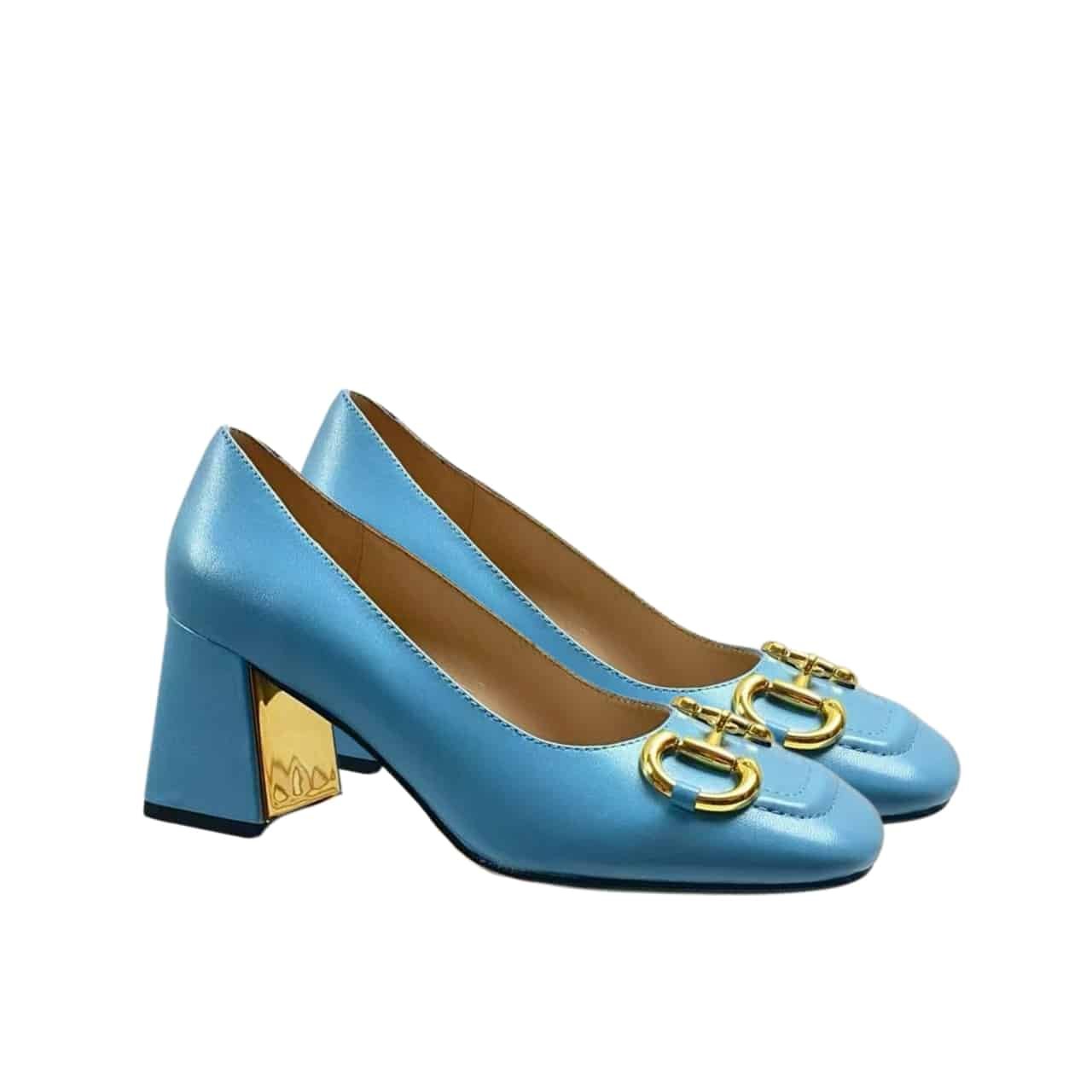 Gvc*1 Women’S Mid Heel Pump With Horsebit Blue