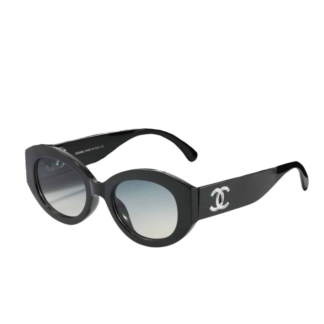 Ch**el Oval Sunglasses Acetate And Nylon Black
