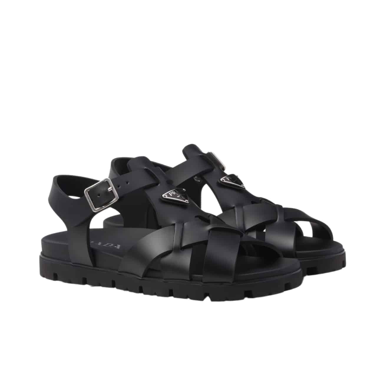 Pra*a Crisscross Rubber Sandals Black 2X3118 3Lkk F0002 F G000