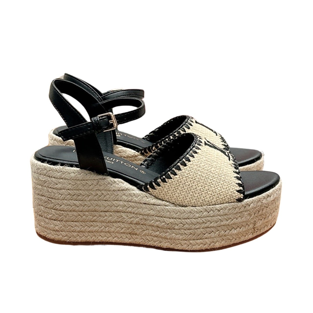 L0vis Vvtt0n Helios Wedge Sandal Raffia Black