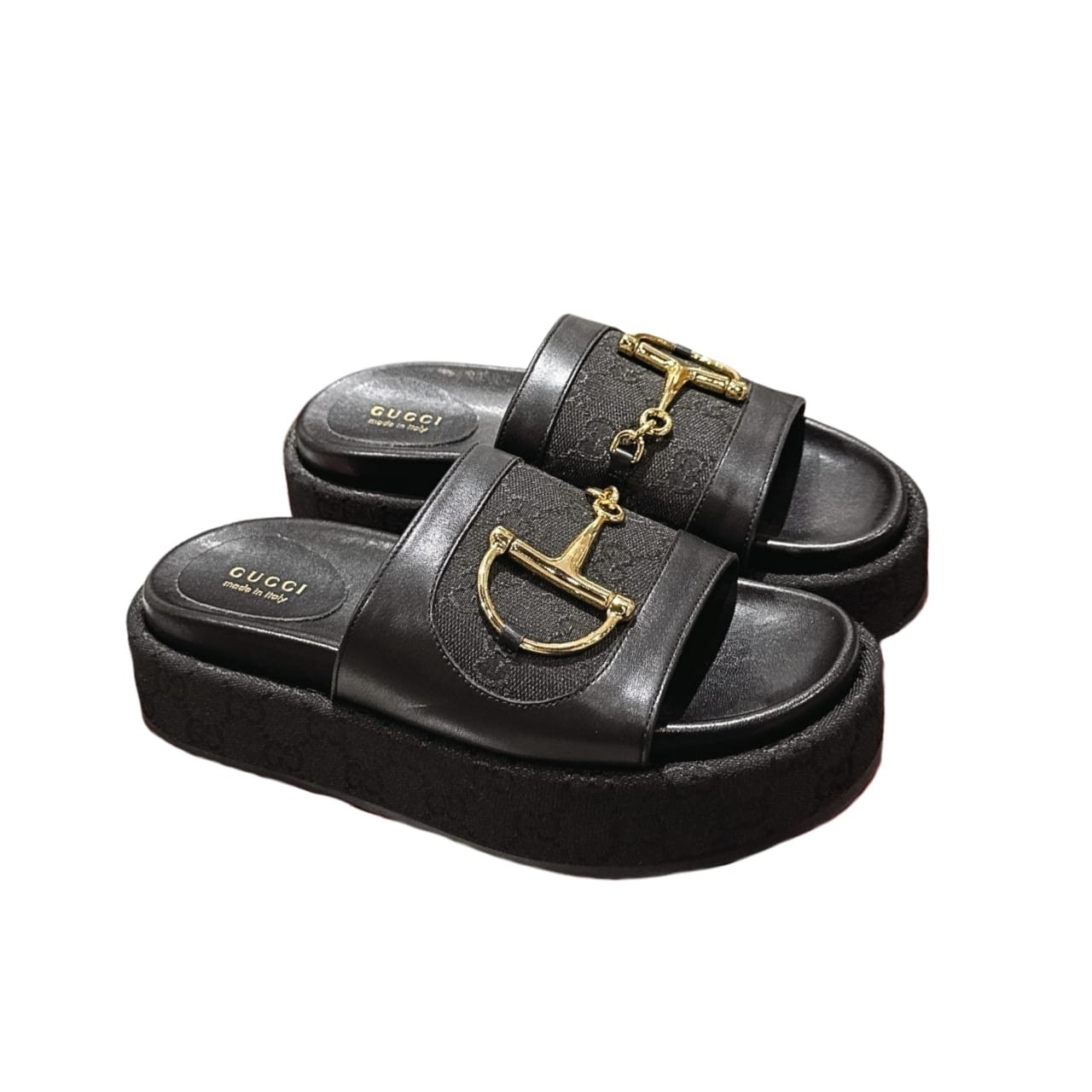 Gvc*1 Women’S Platform Slides With Horsebit Black