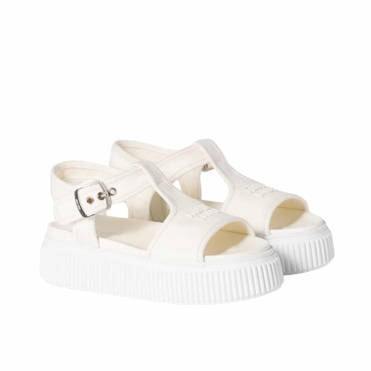 M1um1u Denim Flatform Sandals Ivory 5X402E Csl F0304 F 045