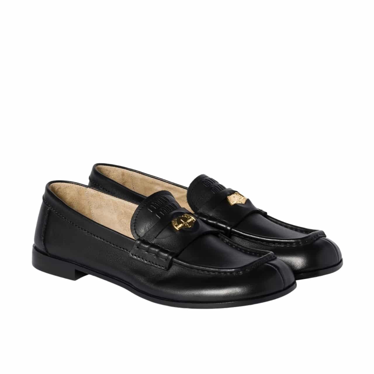 M1um1u Leather Loafers Black 5D398E 248 F0002 F 010