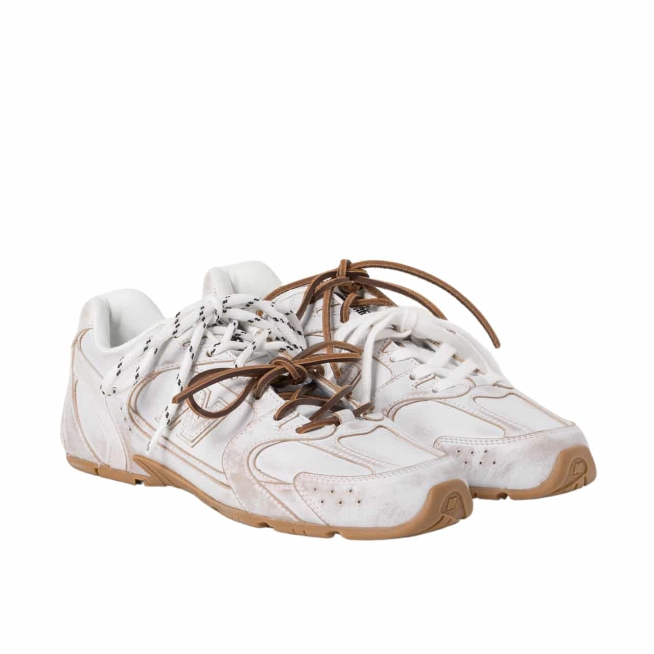 Miu Miu X New Balance 530 Sl Leather Sneaker White And Brown 5E165E 3F33 F0009 F D005