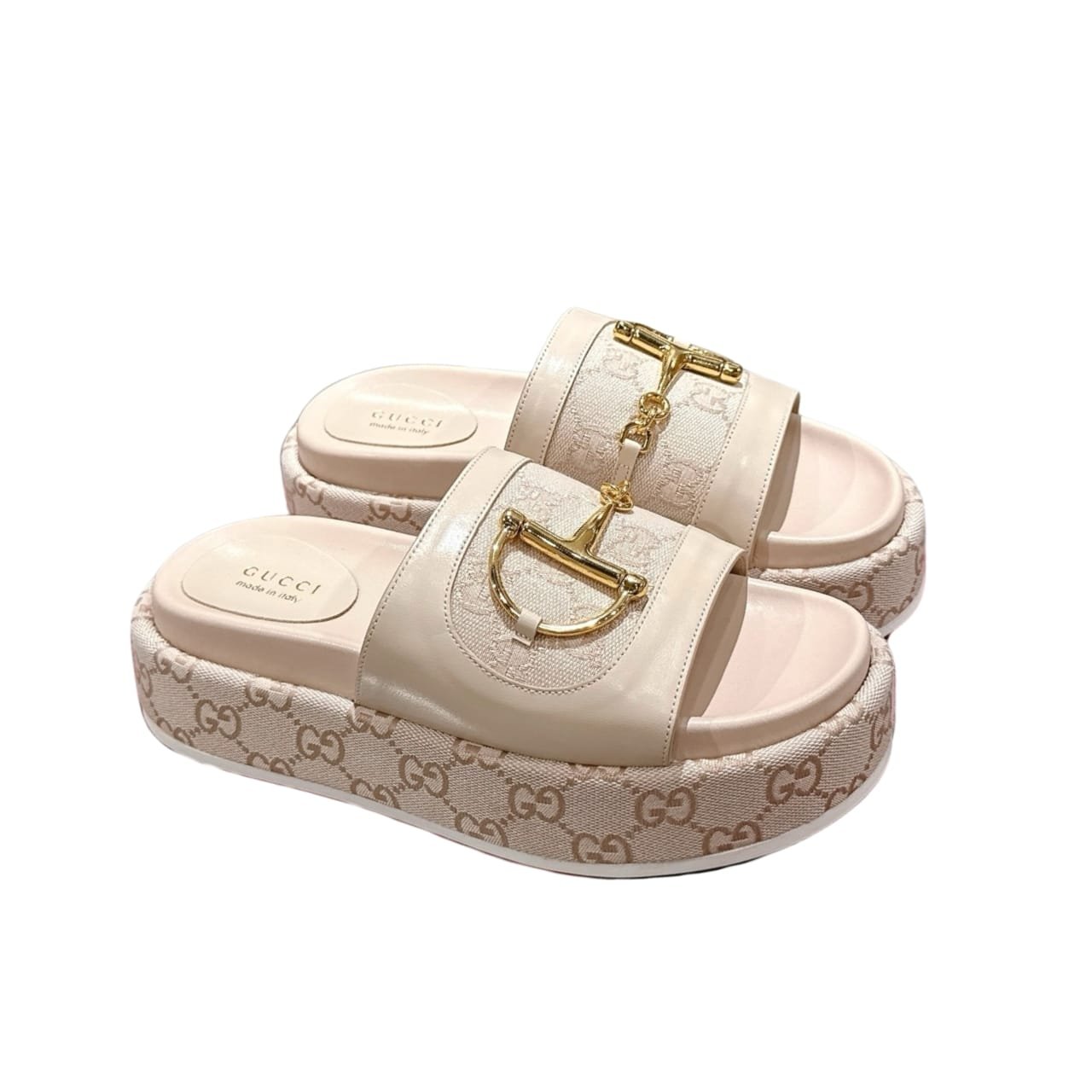 Gvc*1 Women’S Platform Slides With Horsebit Beige