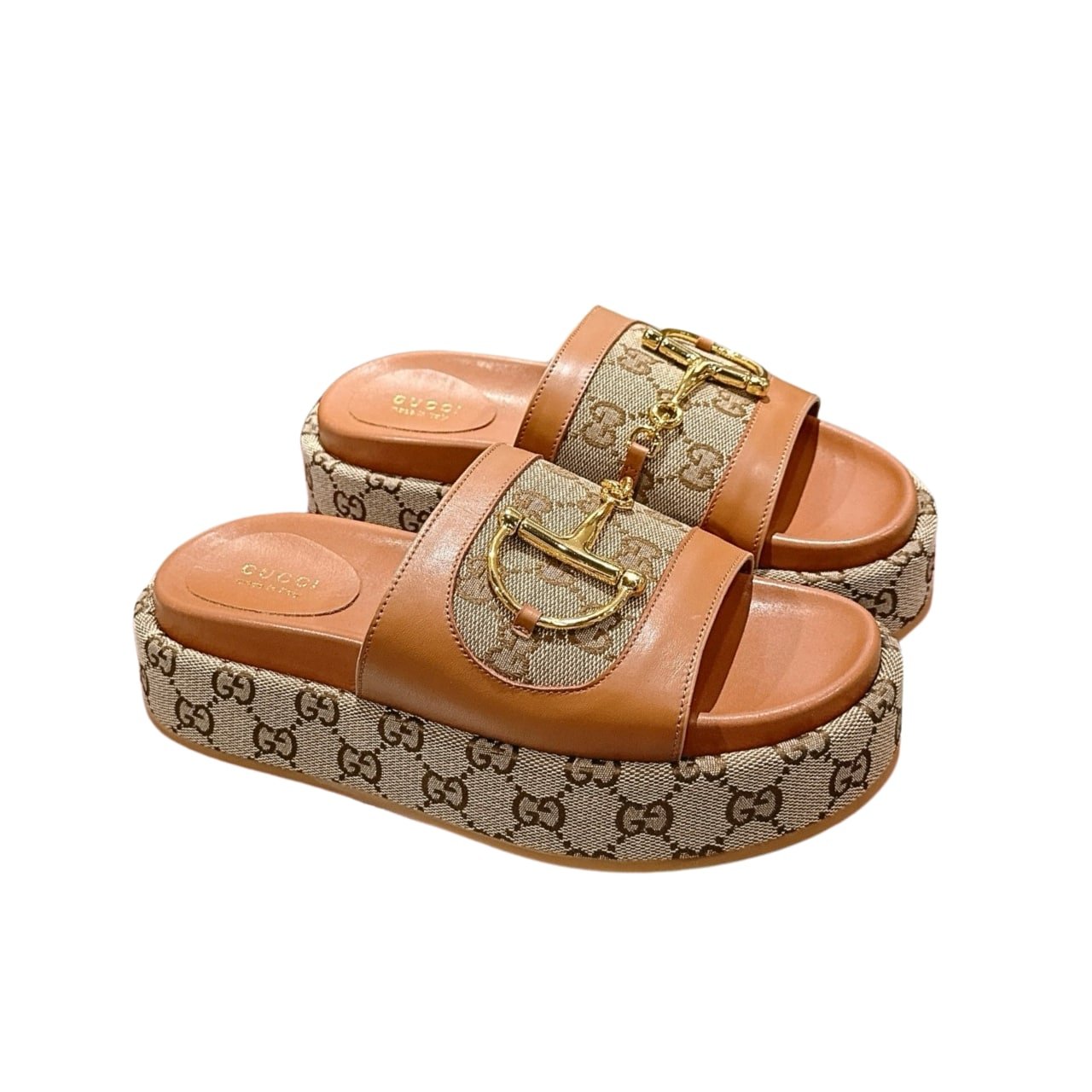 Gvc*1 Women’S Platform Slides With Horsebit Brown