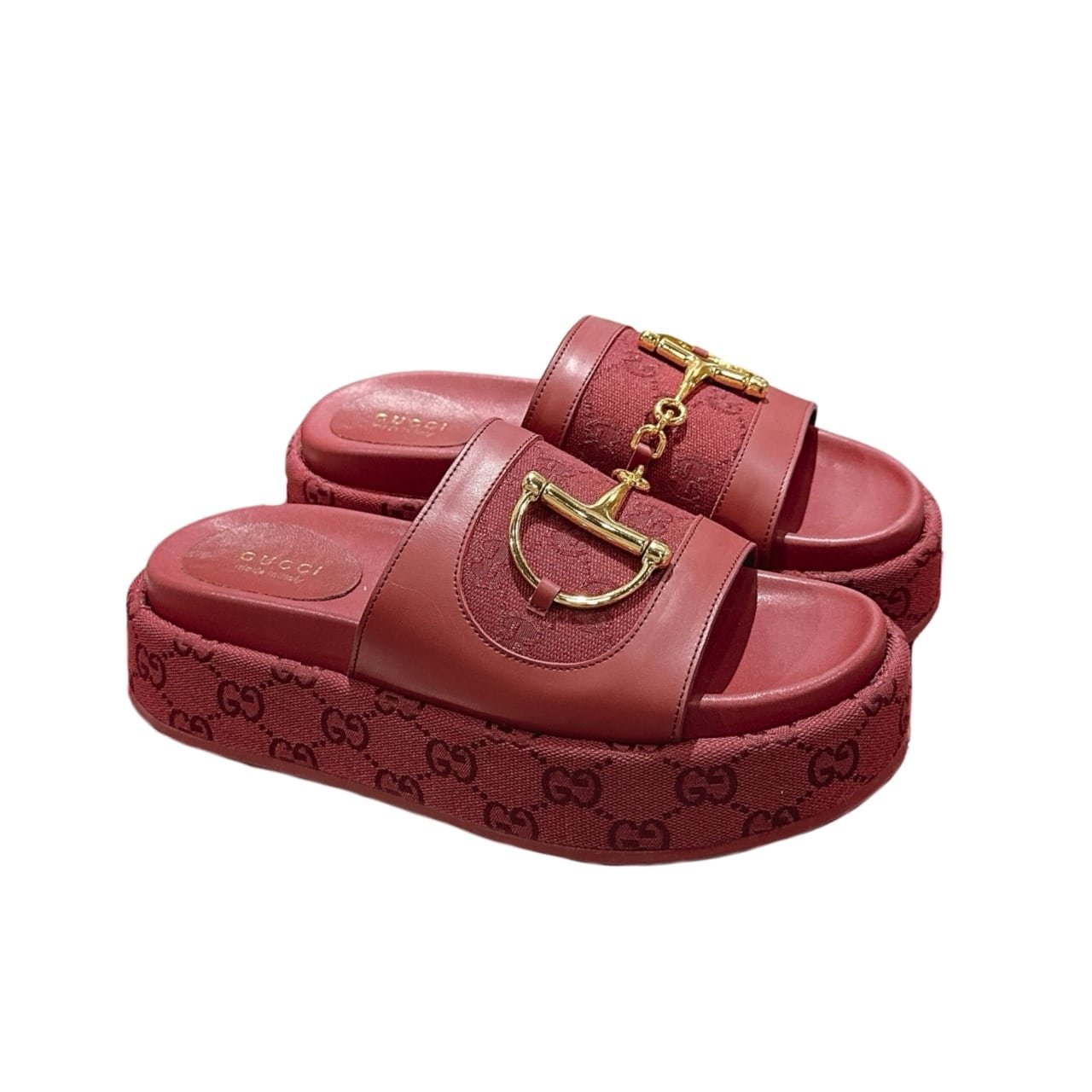 Gvc*1 Women’S Platform Slides With Horsebit Burgundy
