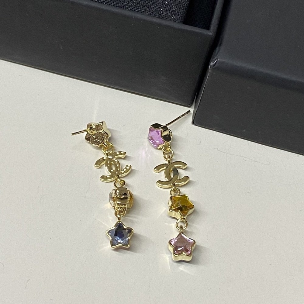 Ch**el Pendant Earrings Metal And Diamantés In Multicolor Abf182 B19937 Nafqc