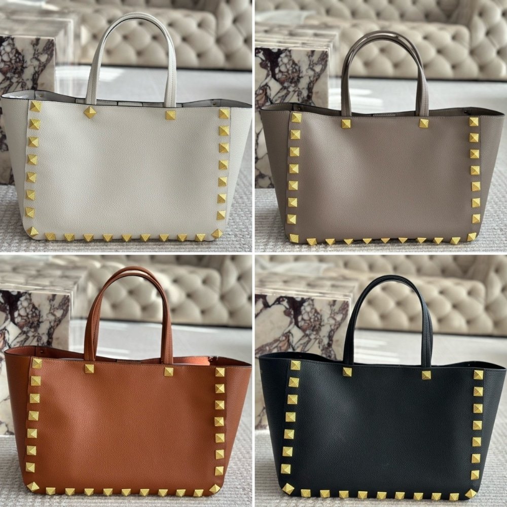 Va1e*ntin0 Garavani Rockstud Tote Bag Brown 40Cm