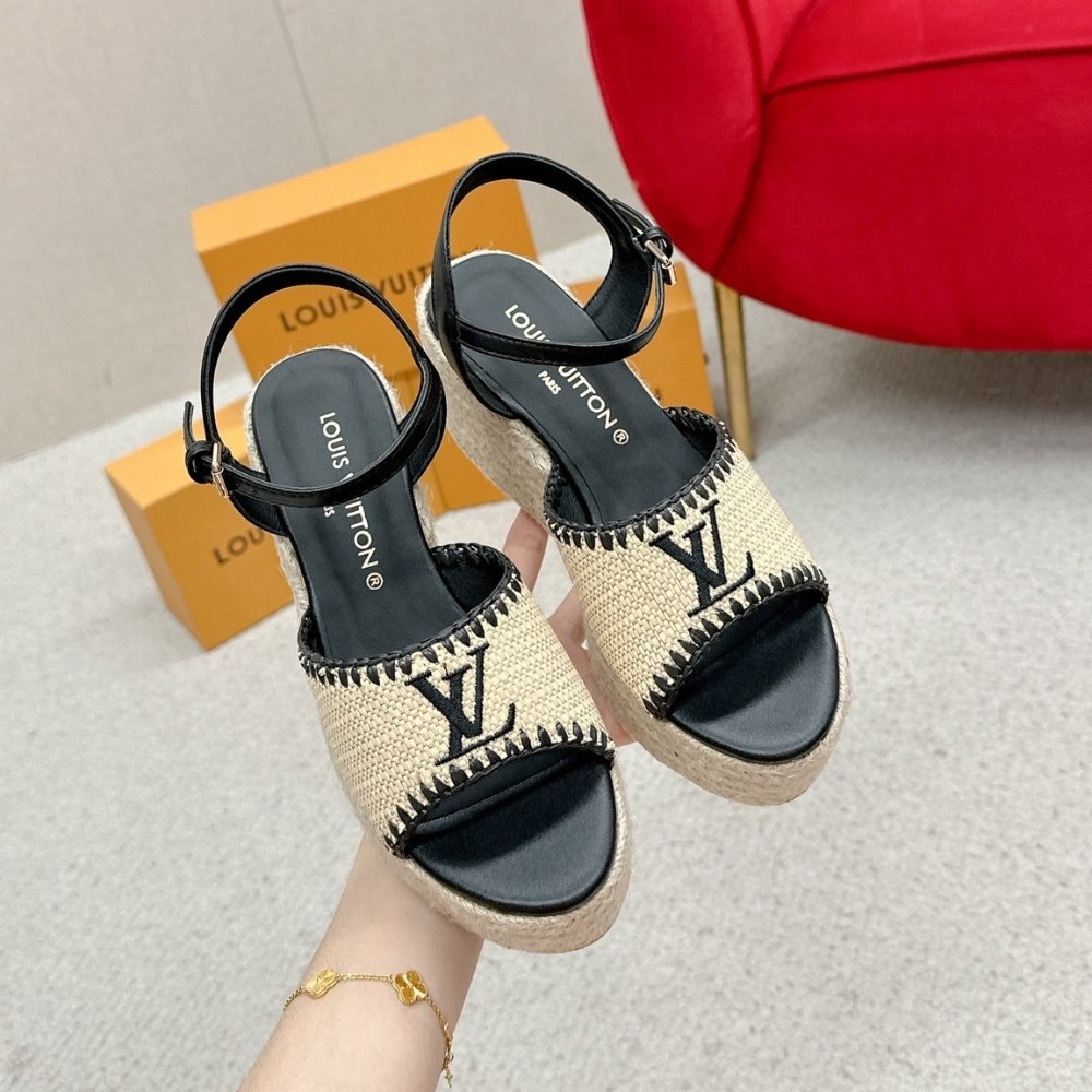 L0vis Vvtt0n Helios Wedge Sandal Raffia Black