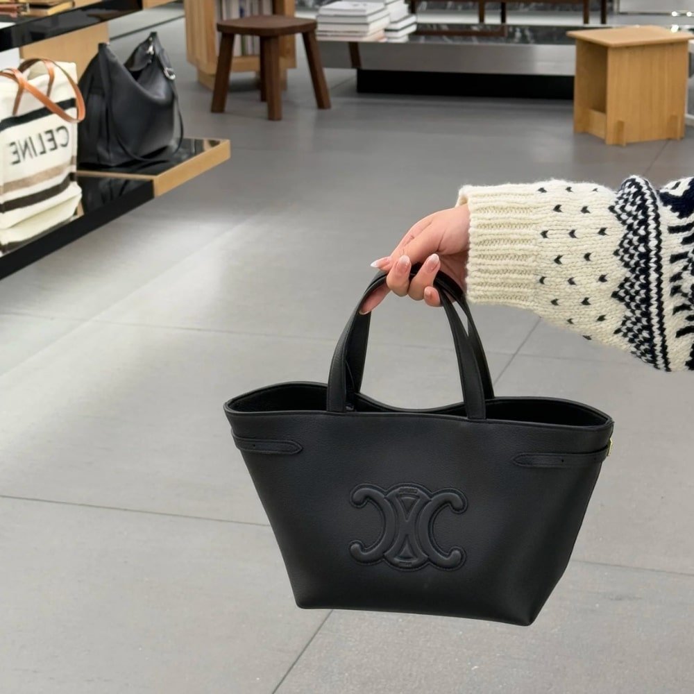 Ce1i*e Mini Cabas Anais Cuir Triomphe In Black 21Cm 118613Eny 38No
