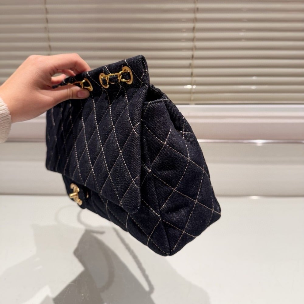 Ch**el Classic Flap Bag In Denim Dark Blue 30Cm