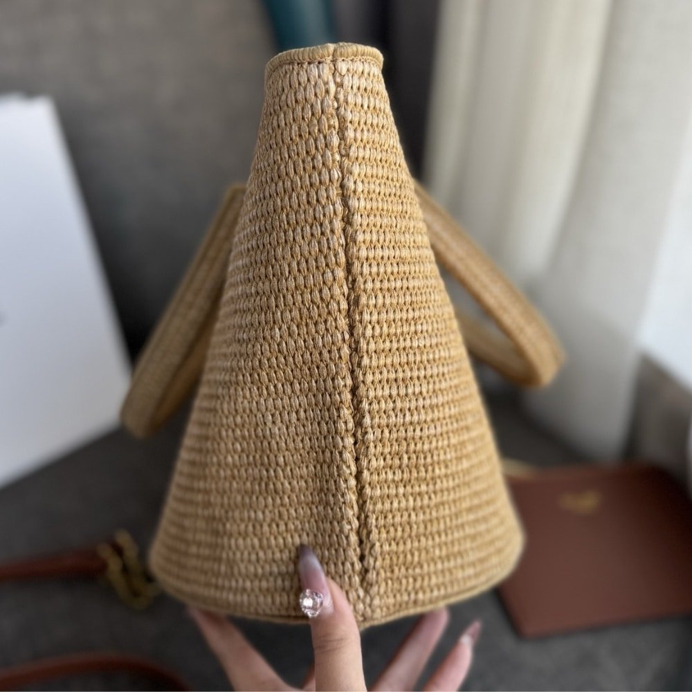 Ce1i*e S*pple Small Triomphe Classic Panier In Raffia Tan 25Cm