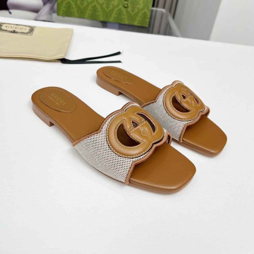 Gvc*1 Women’s Interlocking G Slide Sandal Brown 835723 Faea0 9562