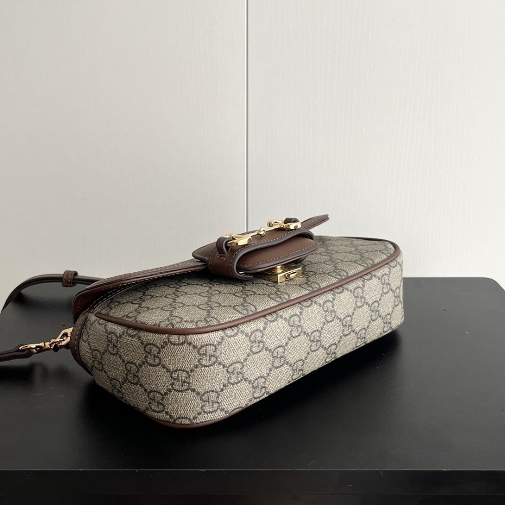 Gvc*1 Horsebit 1955 Small Top Handle Bag Beige And Brown 22Cm
