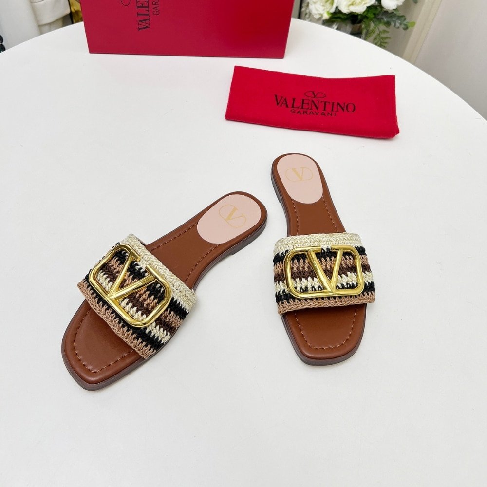 Va1e*ntin0 Vlogo Signature Slide Sandal Brown 6W2S0Bd5Agx Qrx
