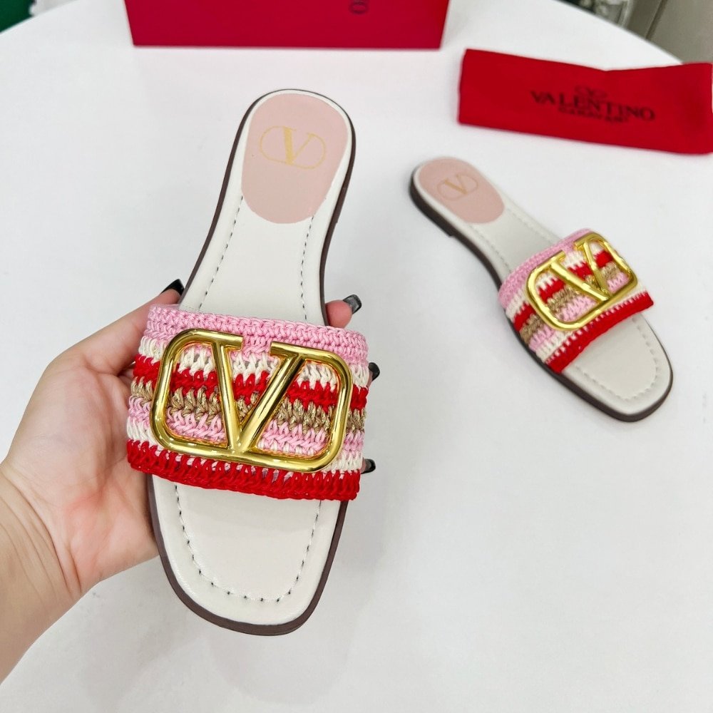 Va1e*ntin0 Vlogo Signature Slide Sandal Pink