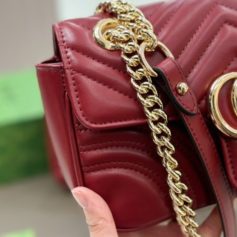 Gvc*1 Gg Marmont Mini Shoulder Bag Rosso Ancora 16Cm 443497 Aadpj 6207
