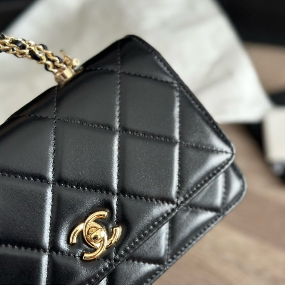 Ch**el Wallet On Chain Black 20Cm Ap4166 B17675 94305