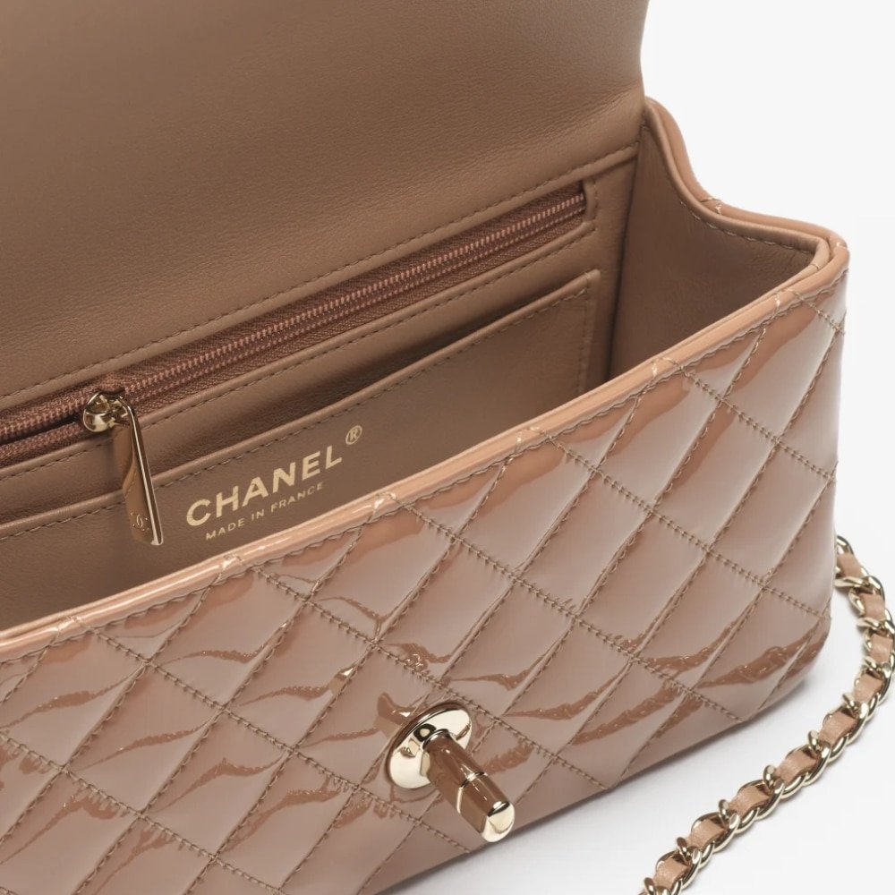 Ch**el Mini Classic Handbag With Top Handle Dark Beige 20Cm As2431 B18237 Nzw53