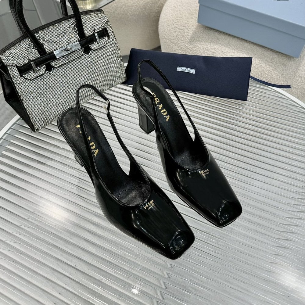 Pra*a Patent Leather Slingback Pumps Black 1I838N 069 F0002 F 085