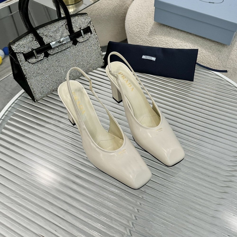 Pra*a Patent Leather Slingback Pumps Ivory 1I838N 069 F0304 F 085