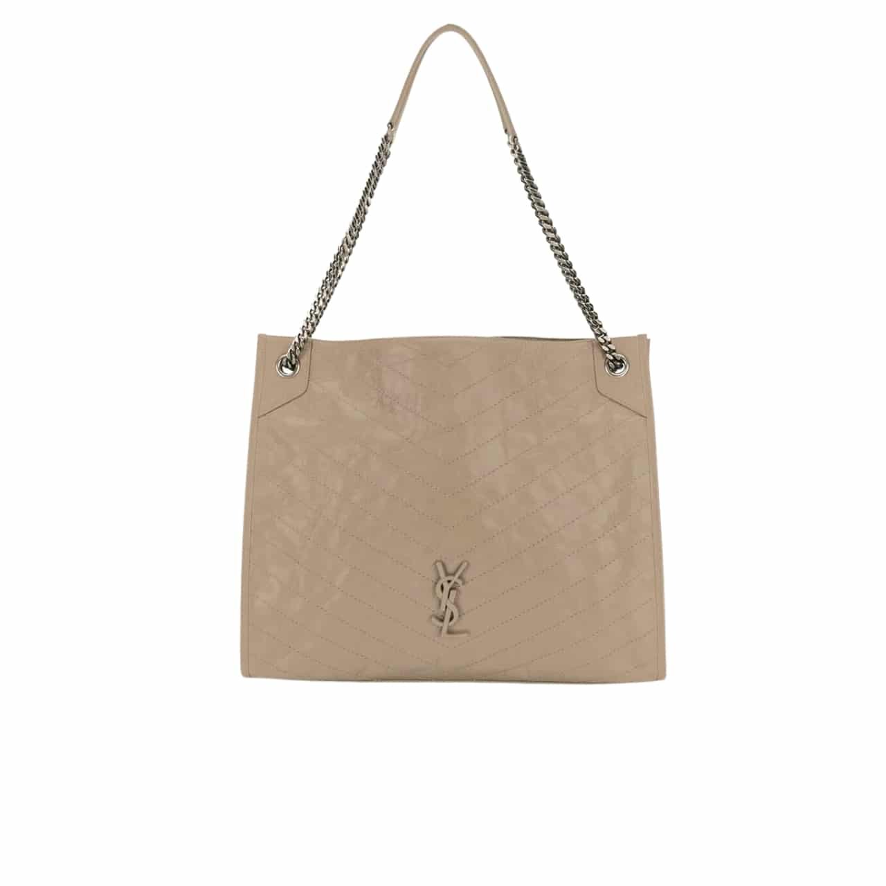 Sa1nt Lau*nt Niki Crinkled Effect Shopping Tote Bag Khaki 35Cm