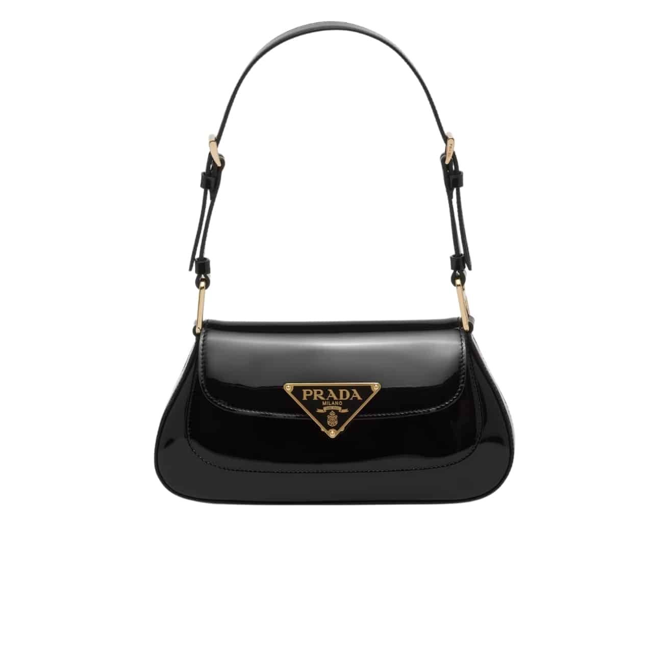 Pra*a Patent Leather Shoulder Bag In Cherry Black 25Cm 1Bd355 069 F03Kj V Hto