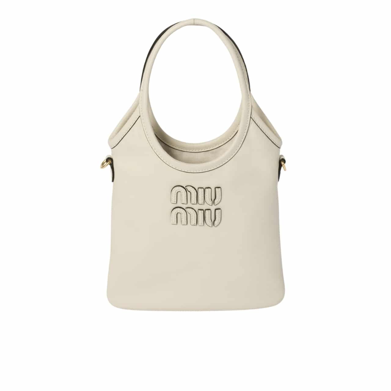 M1um1u Ivy Leather Bag Chalk White 20Cm 5Ba281 2Crw F0K74 V Oln