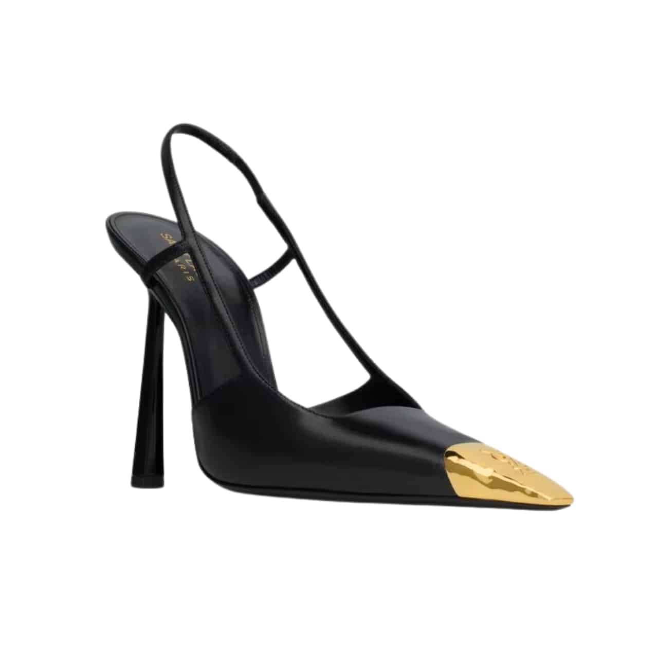 Sa1nt Lau*nt Jeanne Slingback Pumps Black And Gold 800164Aadx21000