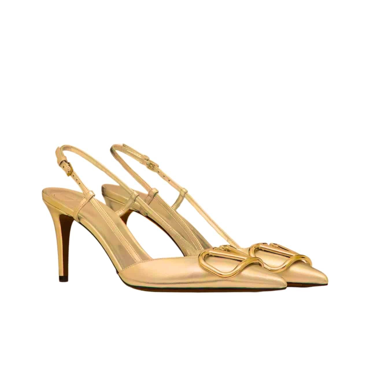Va1e*ntin0 Vlogo Signature Slingback Pump In Gold