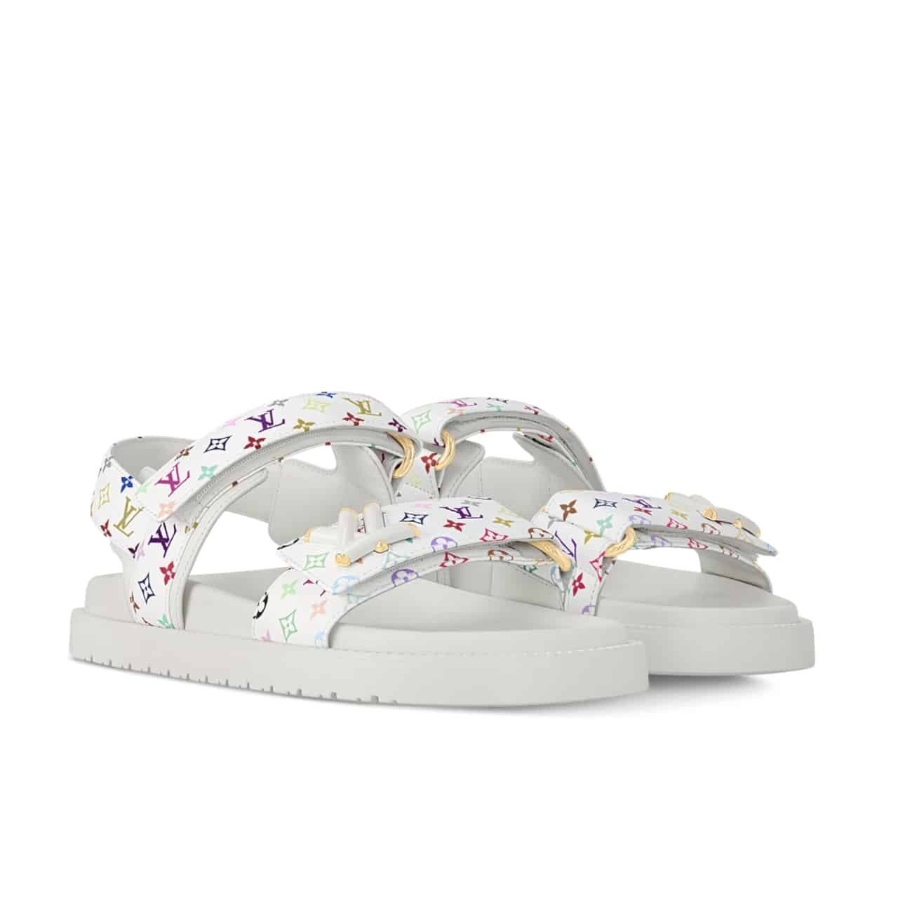 L0vis Vvtt0n X Murakami Lv Sunset Flat Comfort Sandal White 1Agxeq